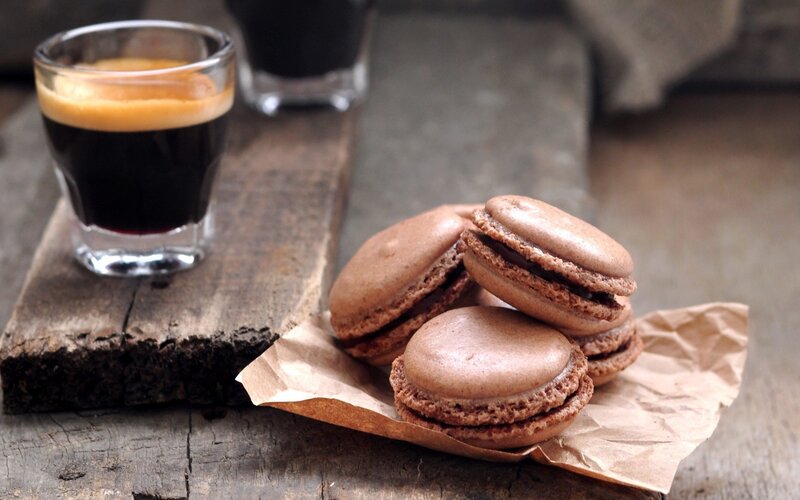 Chocolate Macarons and Espresso