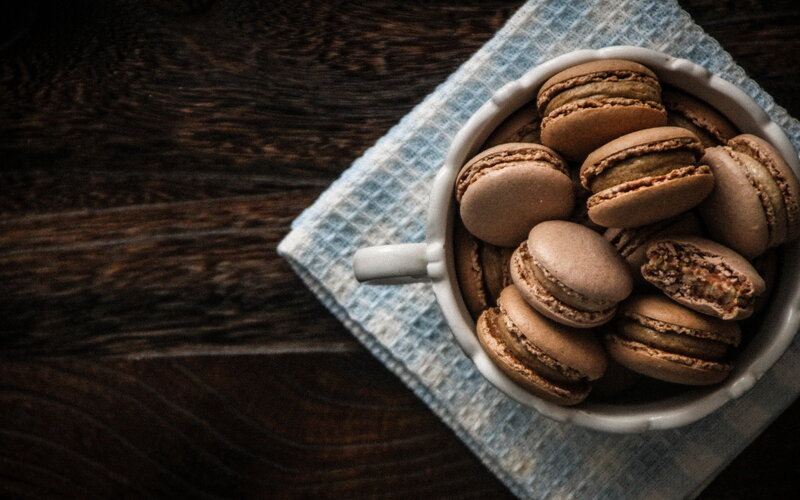 Chocolate Macarons in Cup