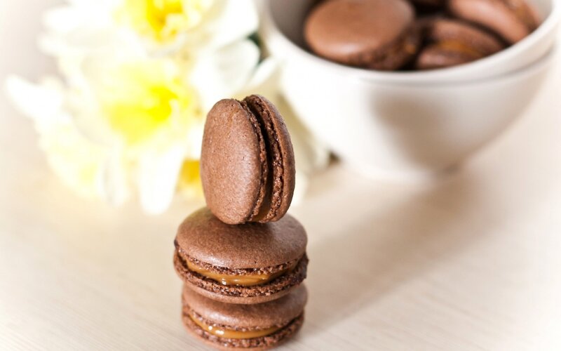 Chocolate Macarons Stacked — Brown
