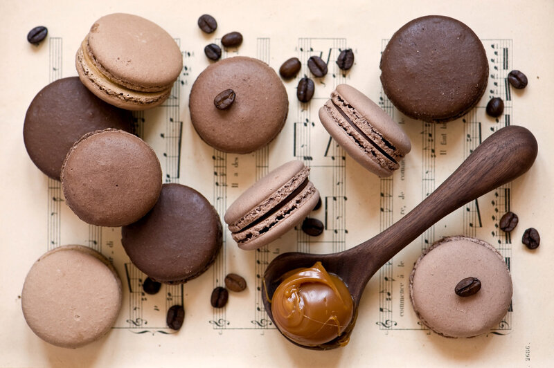 Chocolate Macarons with Coffee