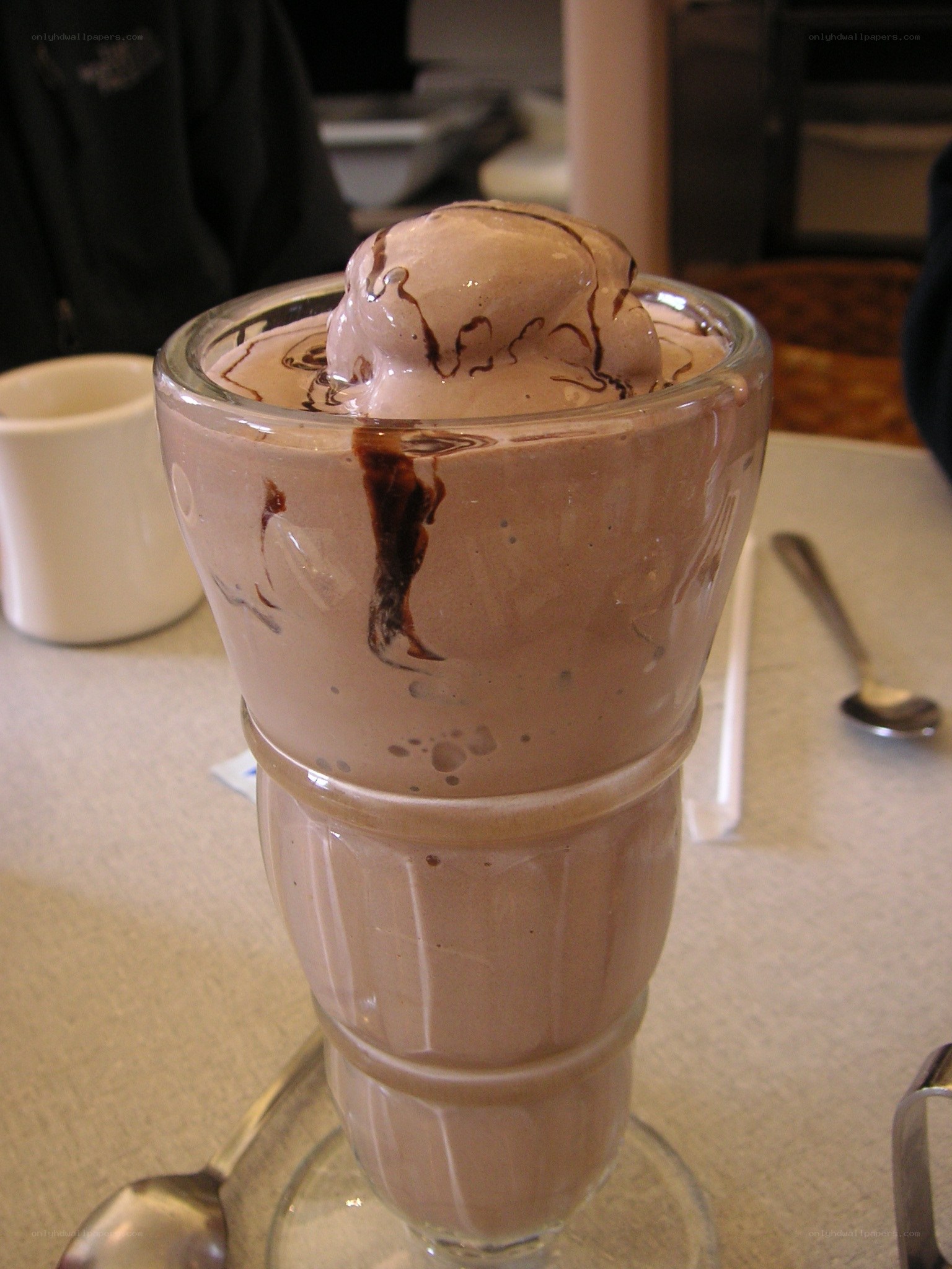 chocolate milkshake with ice cream