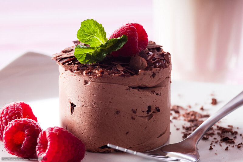Chocolate Mousse Cake — Brown, Delicate, Photograph, Raspberries