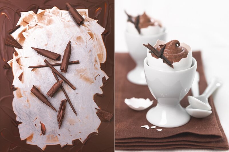 Chocolate mousse in egg cups