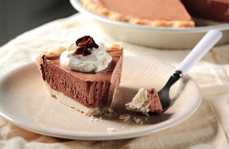 Chocolate mousse pie slice