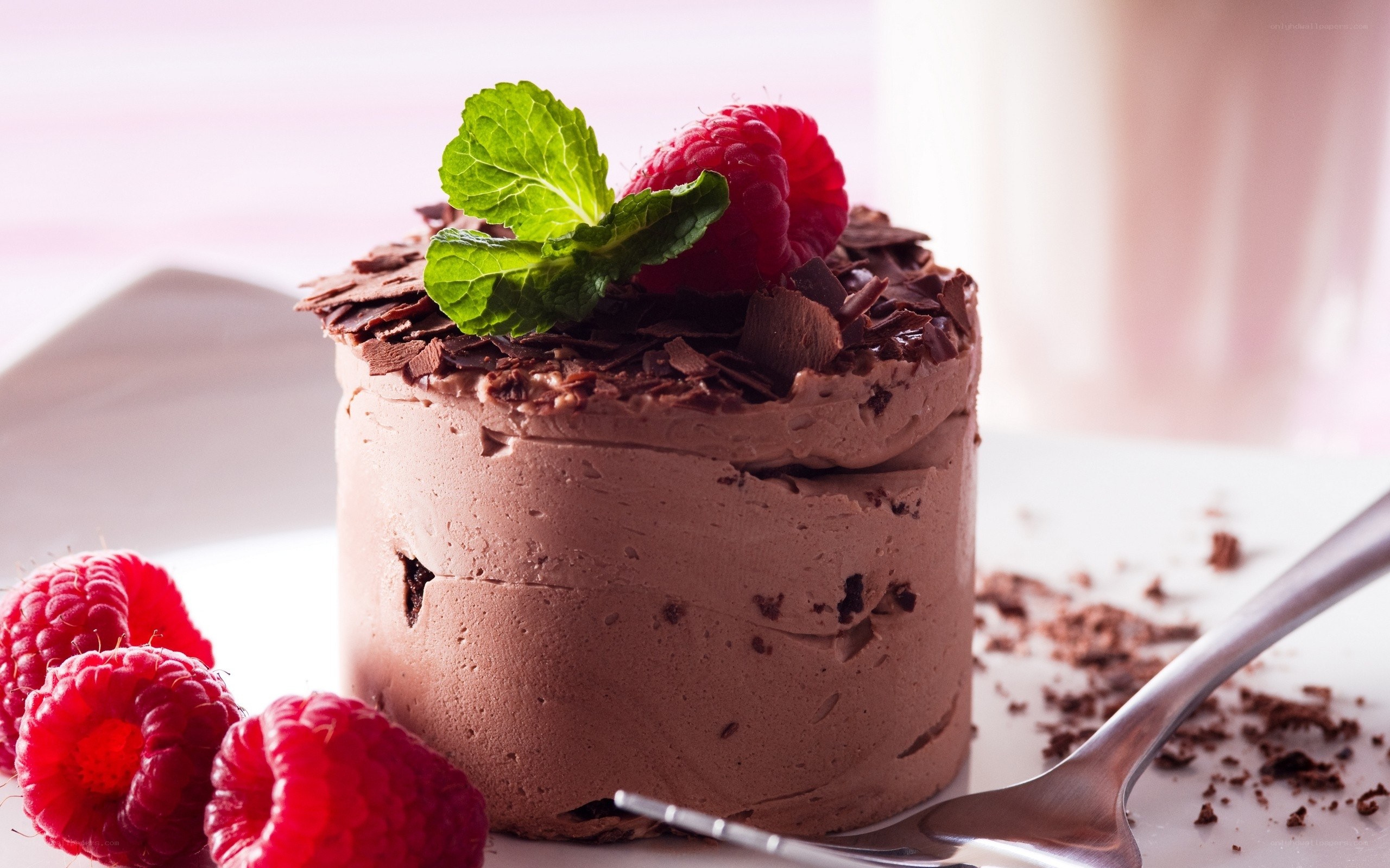 Chocolate mousse with raspberries