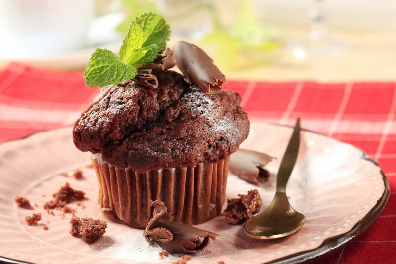 Chocolate Muffin on Plate — Brown