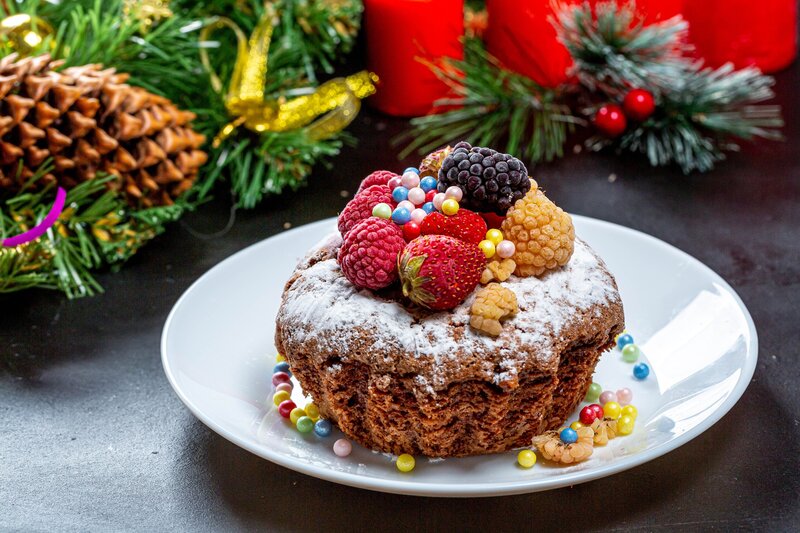 Chocolate Muffin with Berries — Brown