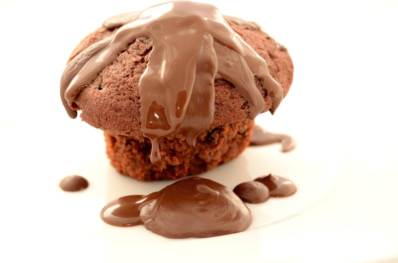 chocolate muffin with glaze