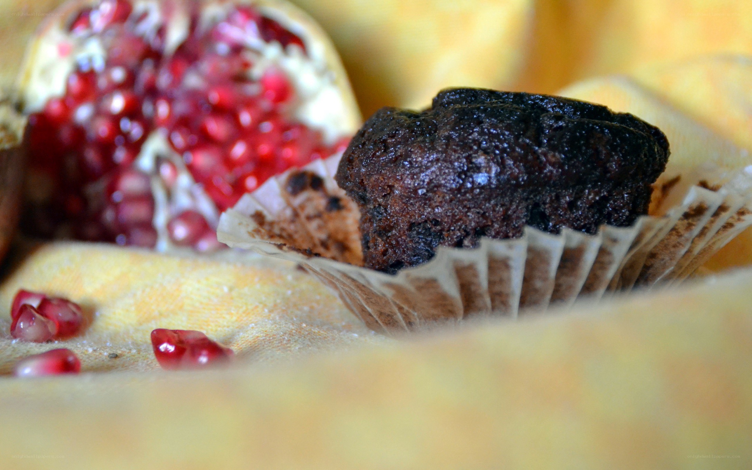 chocolate muffin with pomegranate