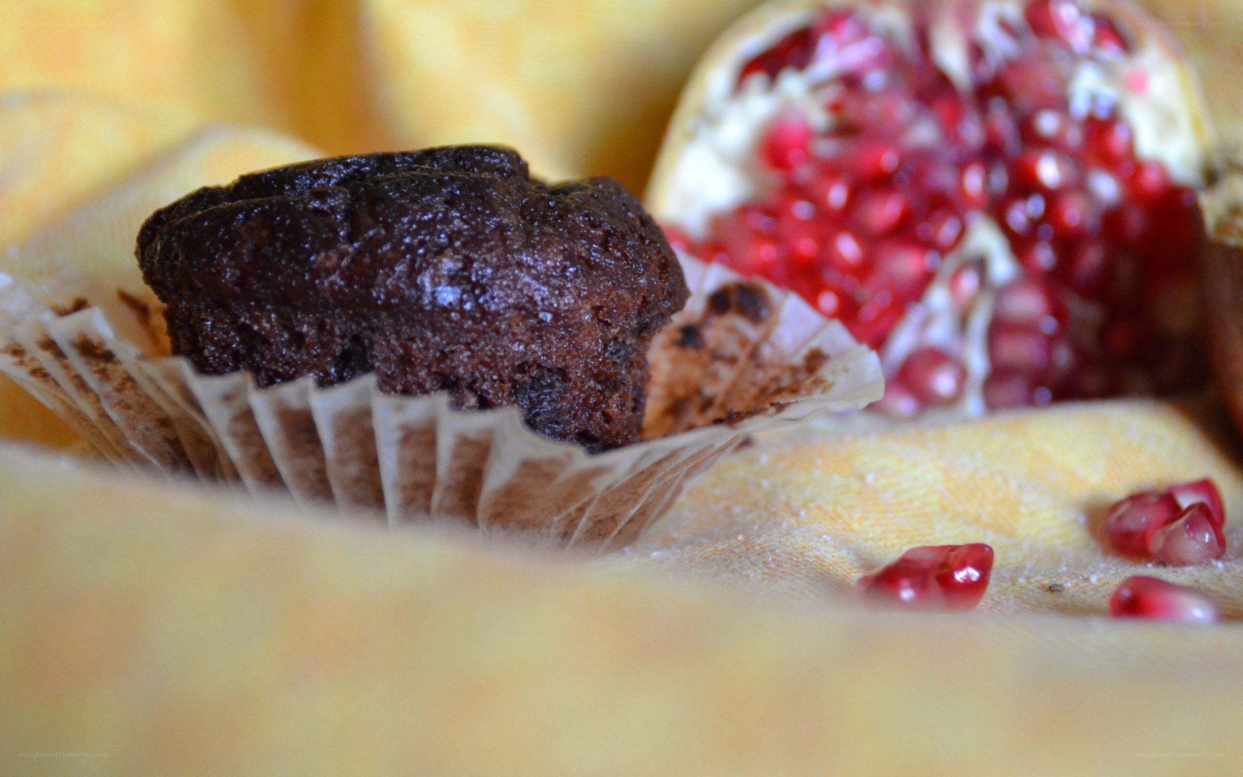 chocolate muffin with pomegranate