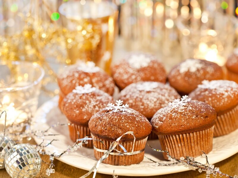 Chocolate Muffins on Plate — Brown