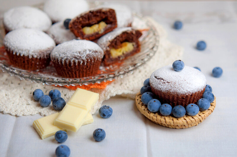 Chocolate Muffins with Blueberries — Brown, Calm