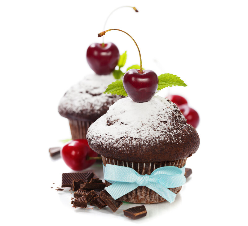 Chocolate Muffins with Cherries