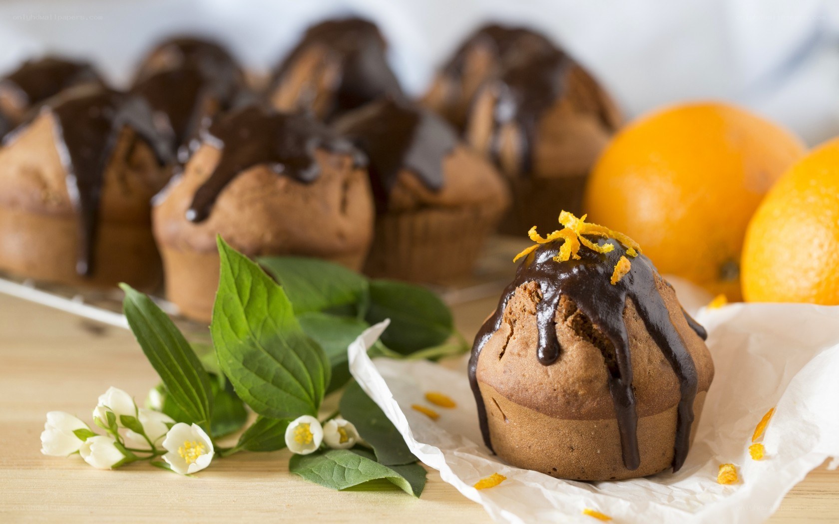 Chocolate muffins with orange zest
