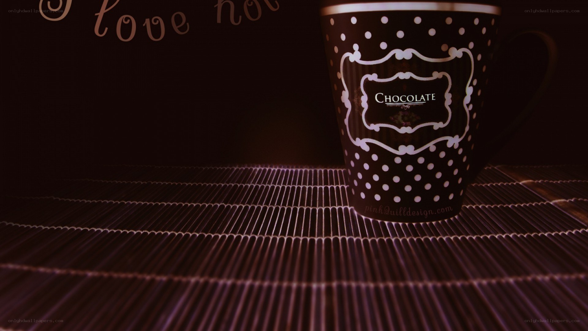 chocolate mug on bamboo mat