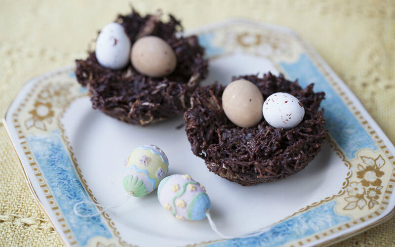 Chocolate Nests with Eggs