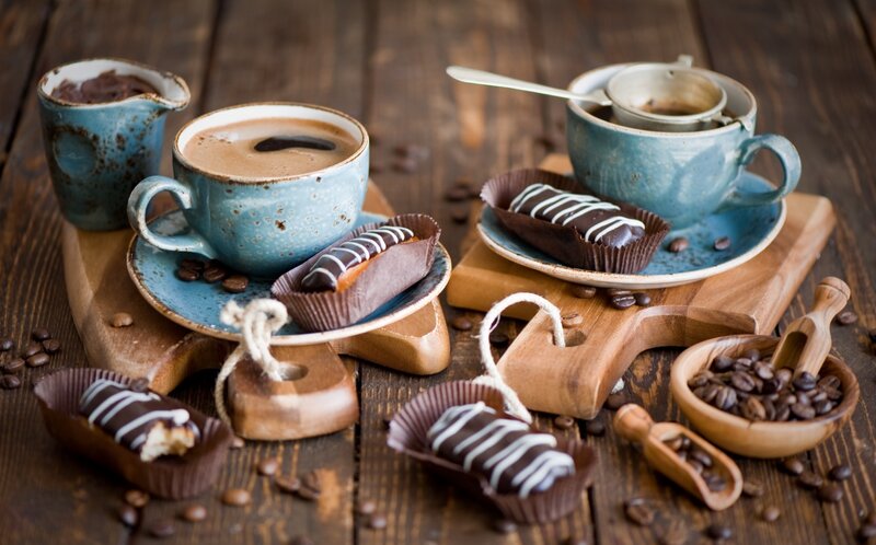 Chocolate Pastries with Coffee
