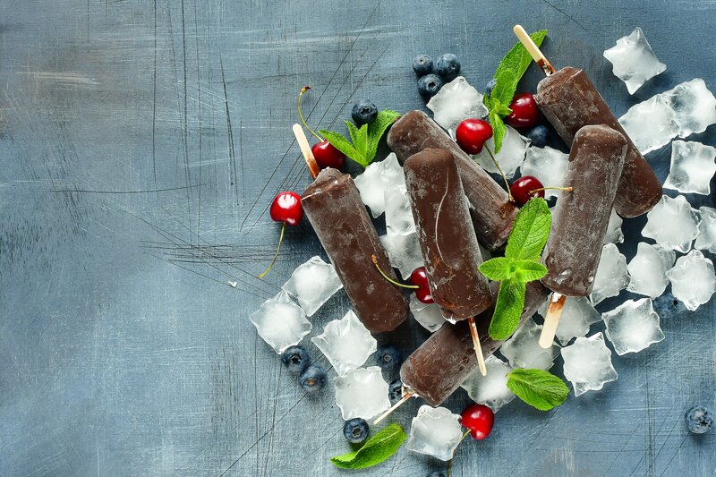 Chocolate Popsicles with Berries