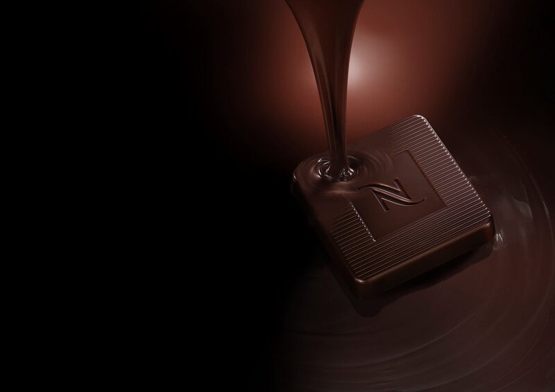 chocolate pouring over bar