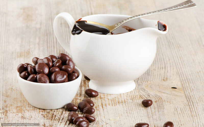 chocolate sauce and candies