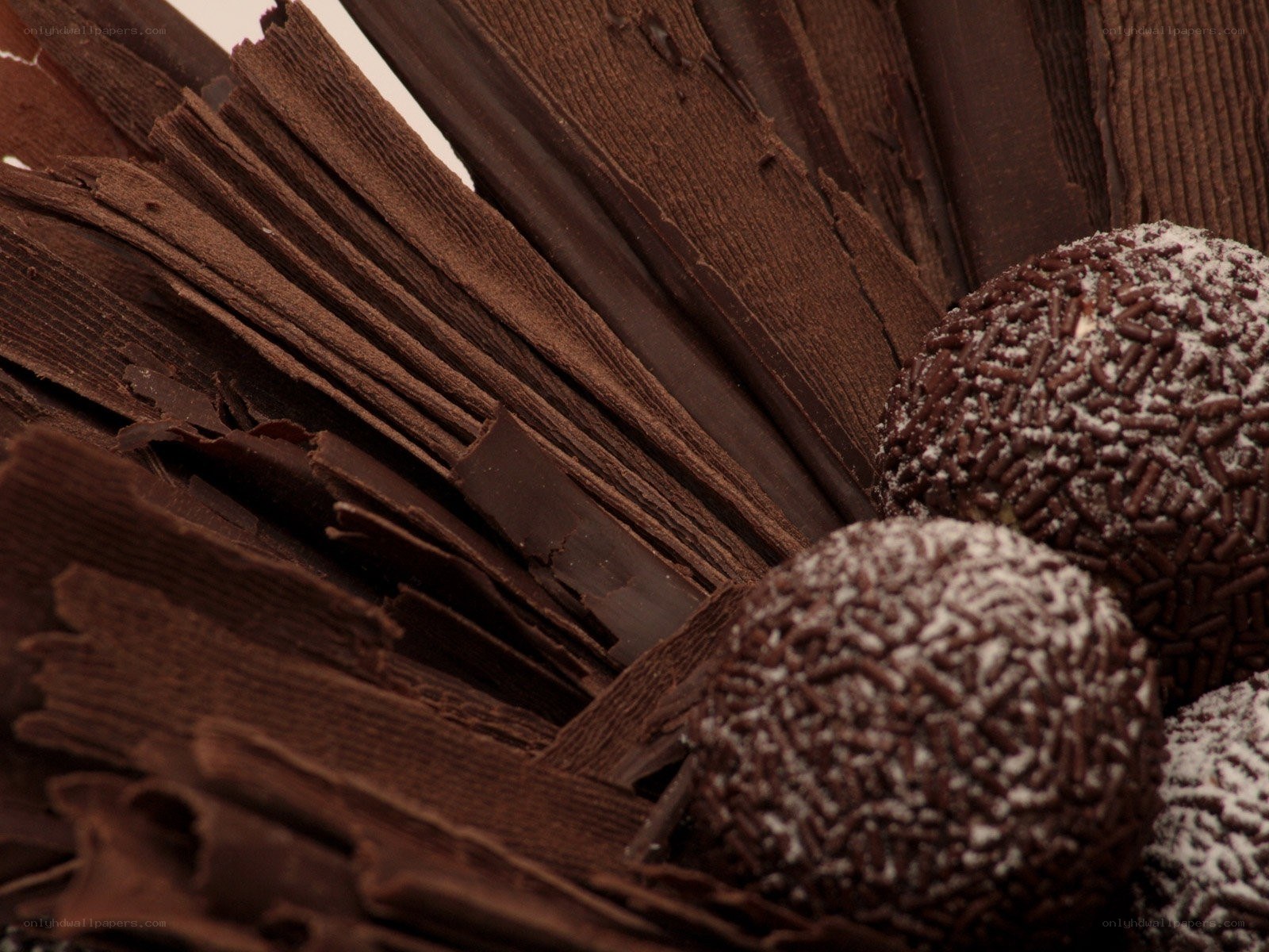 Chocolate shavings and truffles