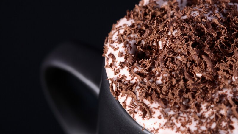 chocolate shavings on whipped cream