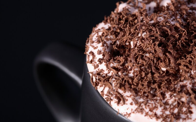 chocolate shavings on whipped cream