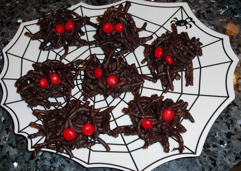 Chocolate Spiders on Plate
