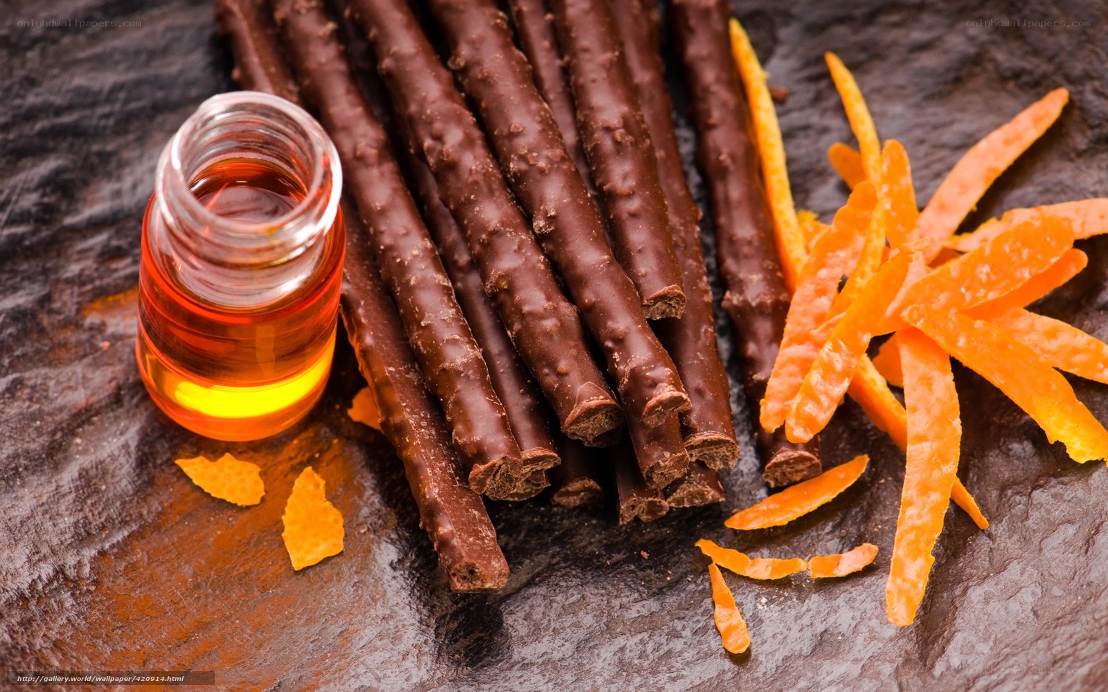 chocolate sticks with orange peel