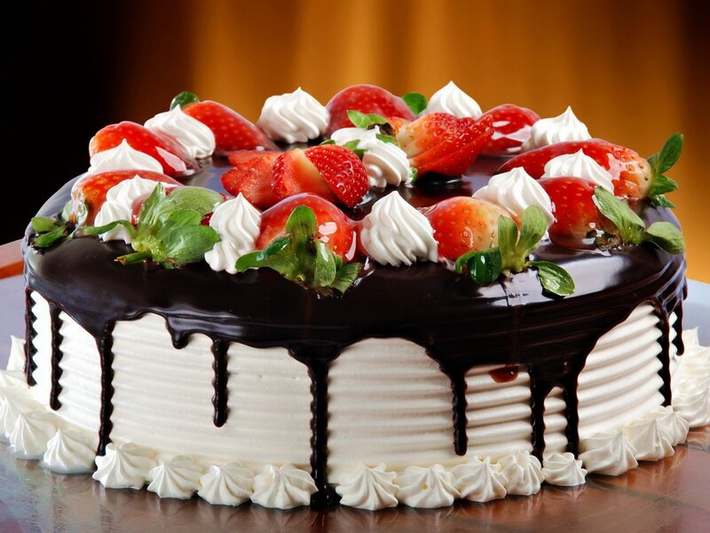 Chocolate Strawberry Cake — Brown, Appetizing, Photograph, Strawberries, Whipped Cream