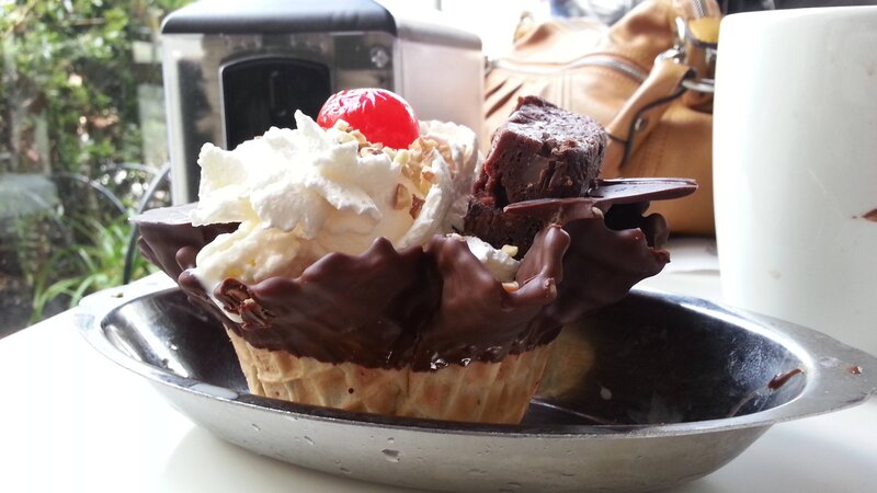 Chocolate sundae with cherry