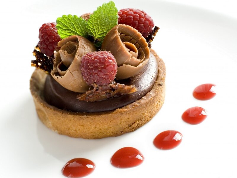 Chocolate Tart with Raspberries — Brown