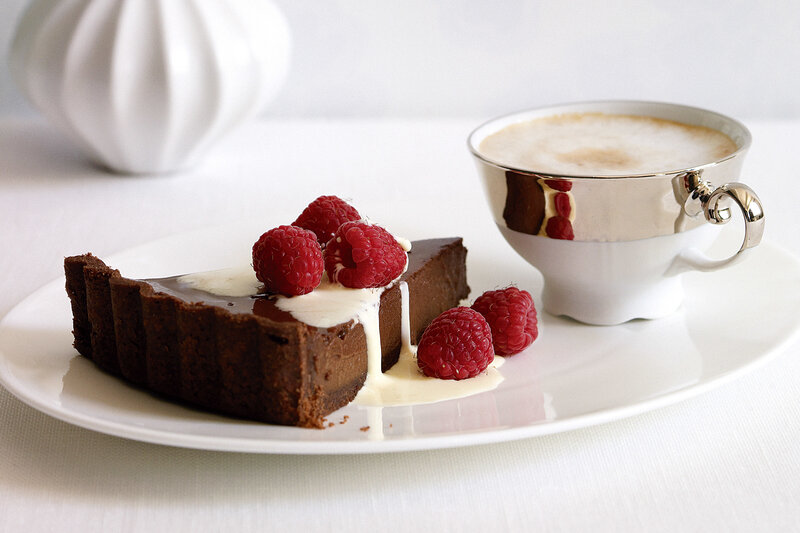 Chocolate Tart with Raspberries — White