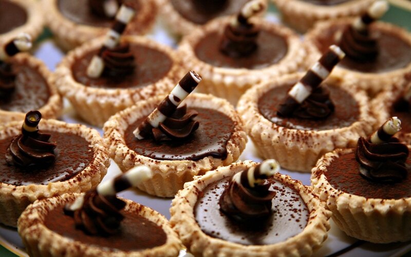 Chocolate Tarts on Plate — Brown, Appetizing