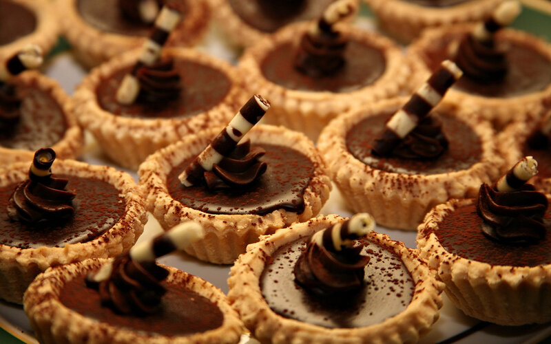 Chocolate Tarts on Plate — Brown, Indulgent
