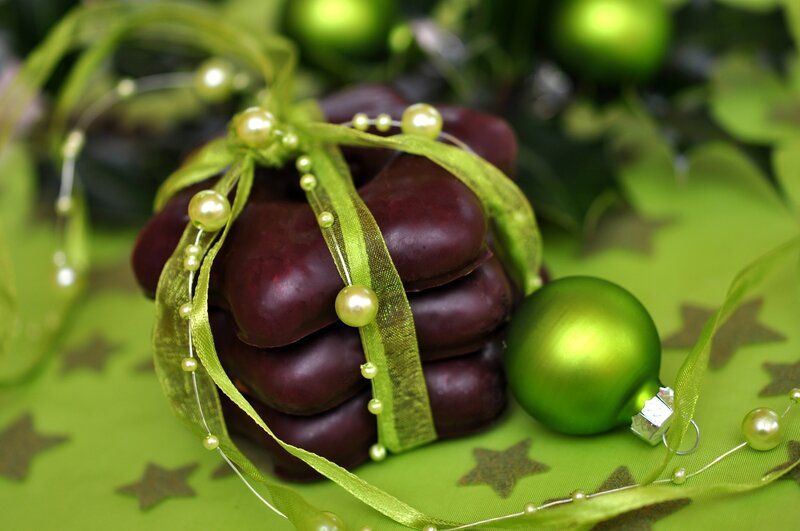chocolate treats with green decor