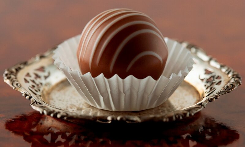 Chocolate Truffle on Dish — Brown, Elegant