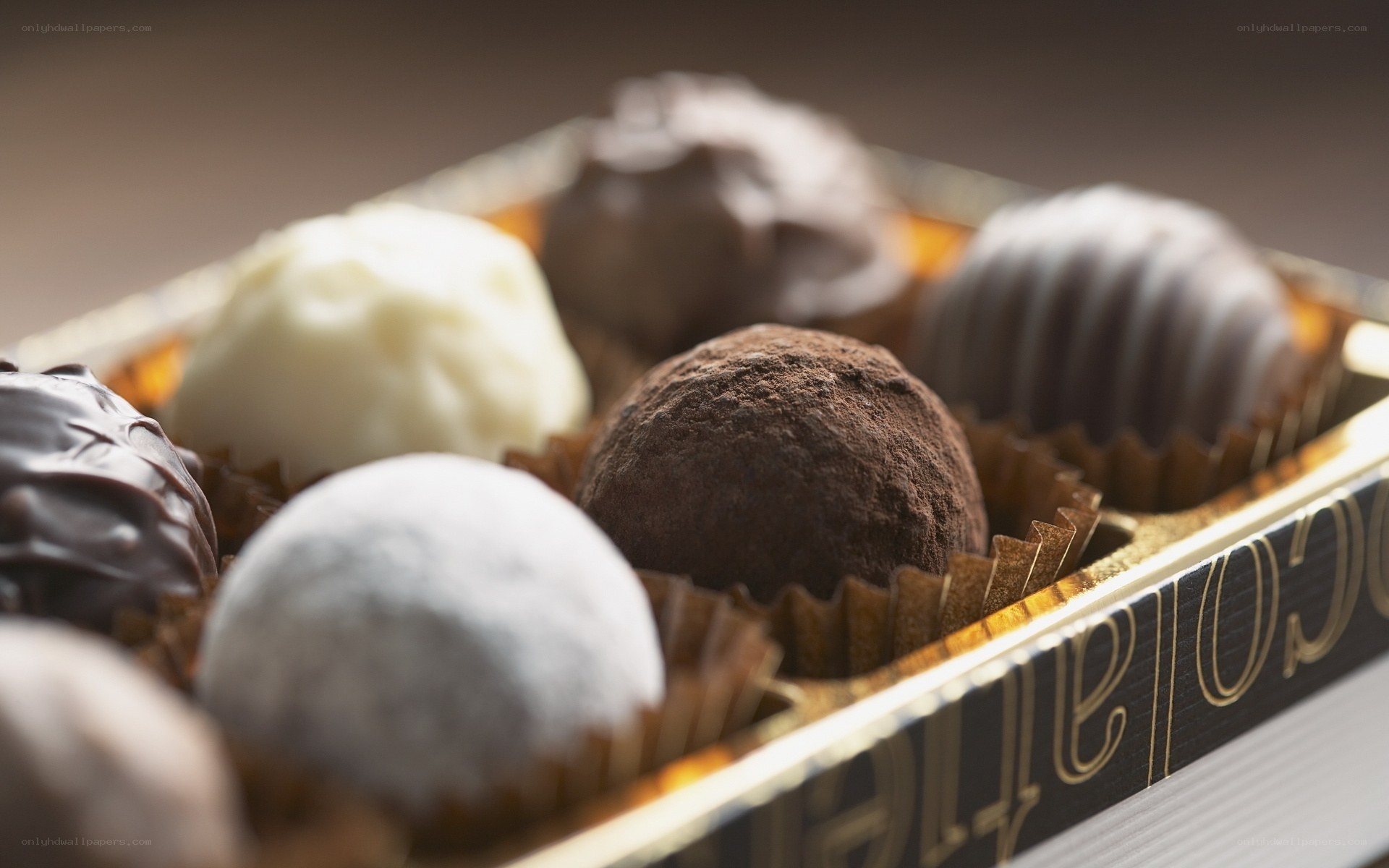 chocolate truffles in a box