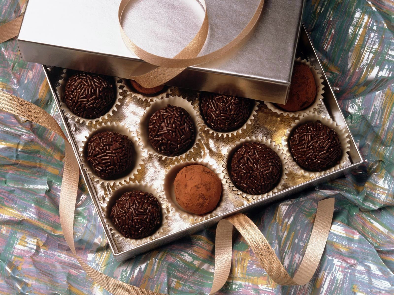 chocolate truffles in a gift box