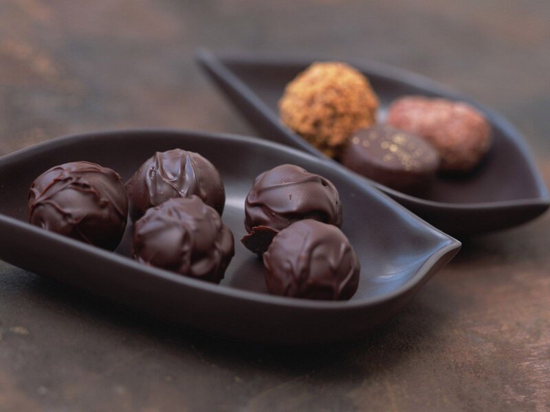 Chocolate Truffles in Bowls