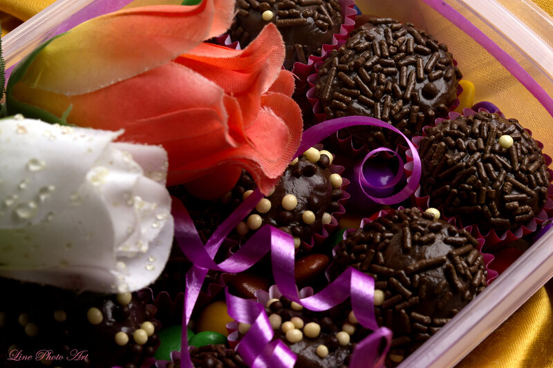 Chocolate Truffles in Box — Brown, Festive