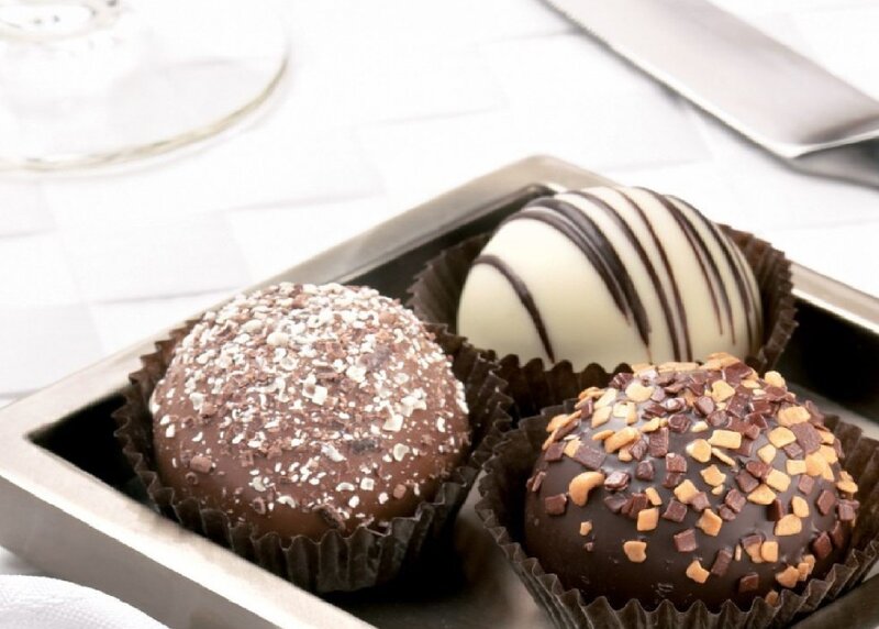Chocolate Truffles in Box — Brown, Neutral, Photograph