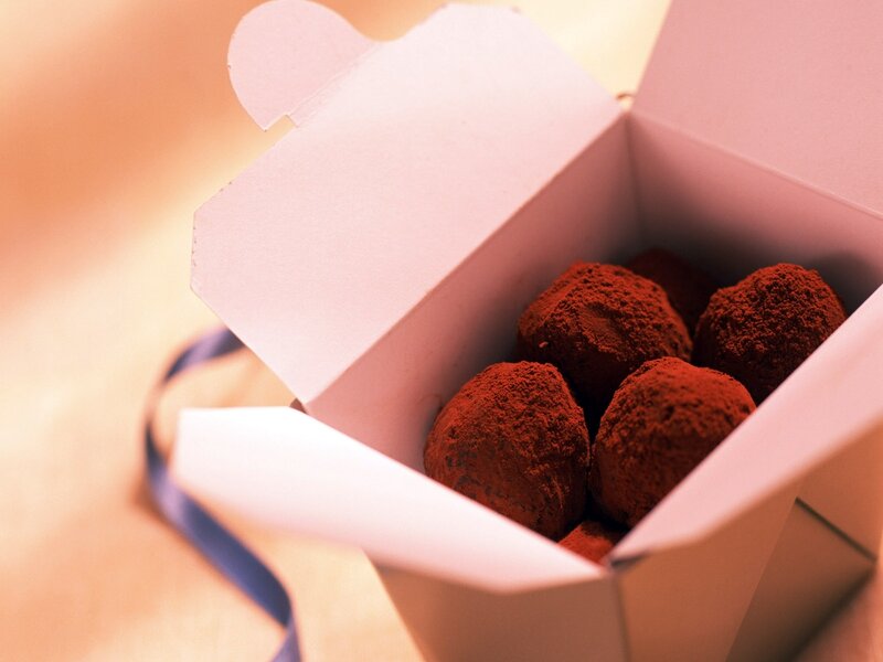 Chocolate Truffles in Box — Brown, Warm