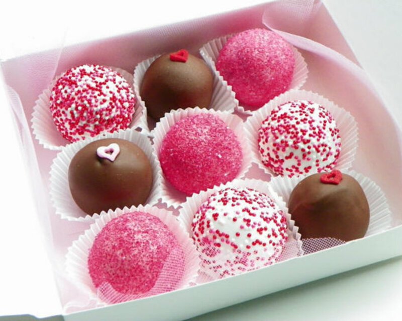 Chocolate Truffles in Box — Pink