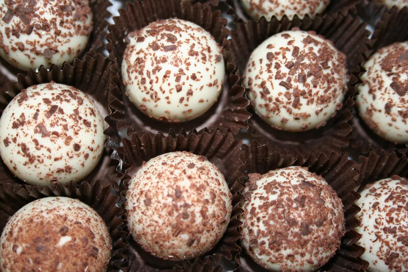 Chocolate Truffles in Cups — Brown, Indulgent, Photograph, Chocolate Shavings