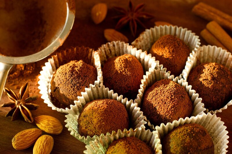 Chocolate Truffles in Cups — Brown, Warm