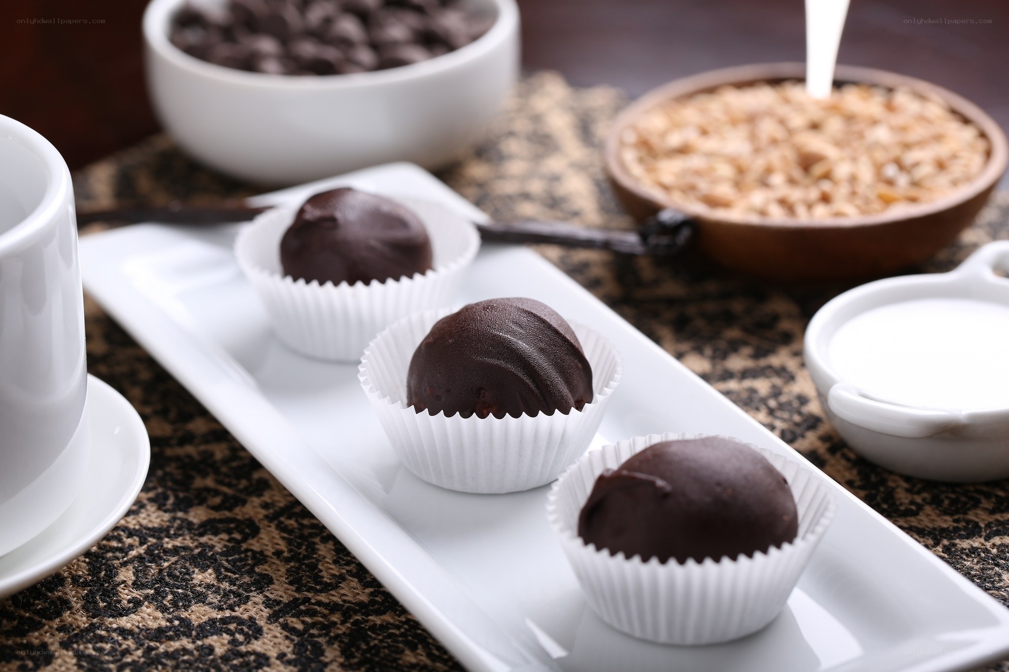 chocolate truffles on a platter