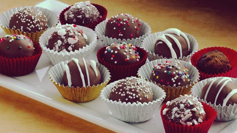 chocolate truffles on a platter