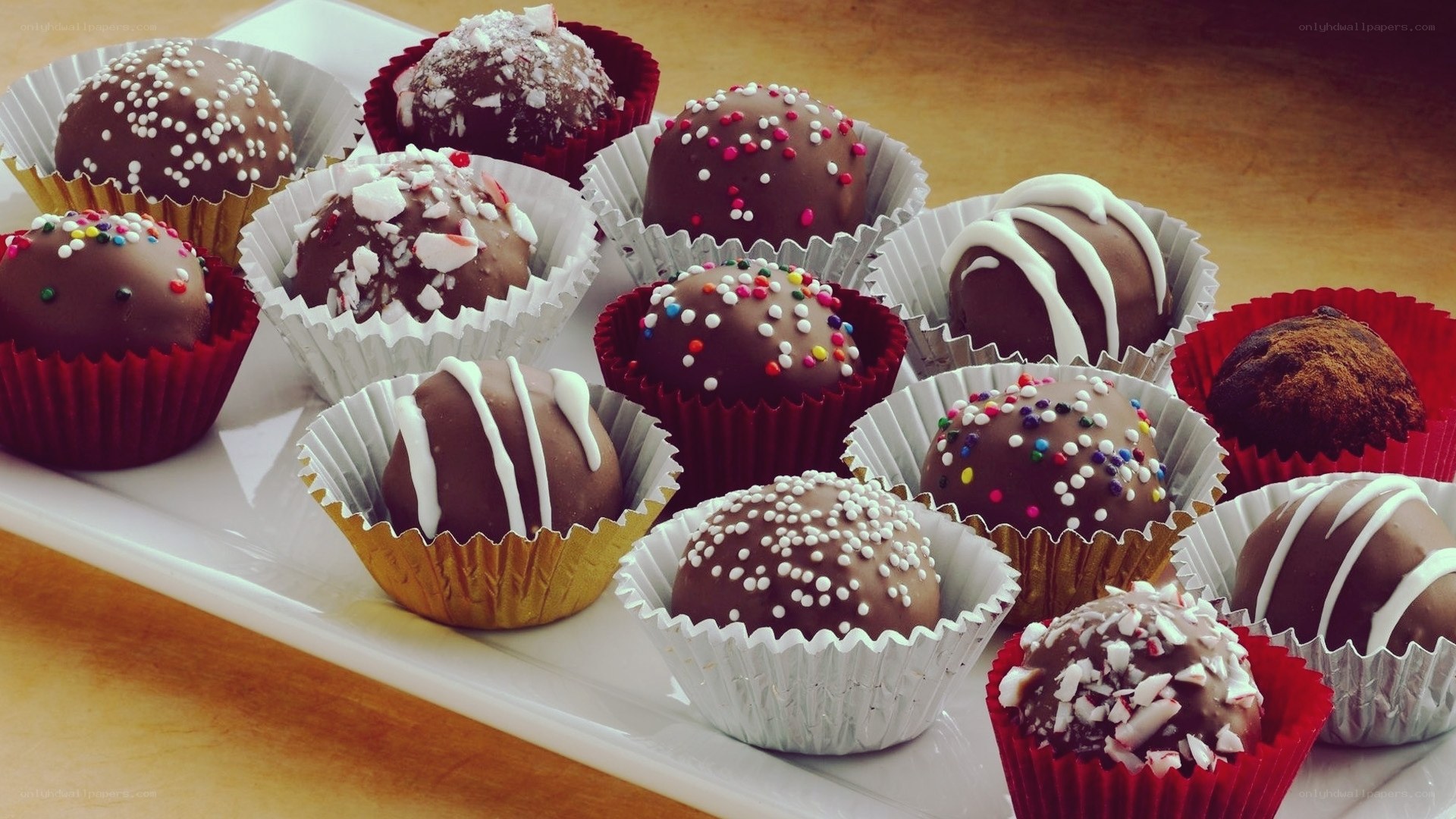 chocolate truffles on a platter