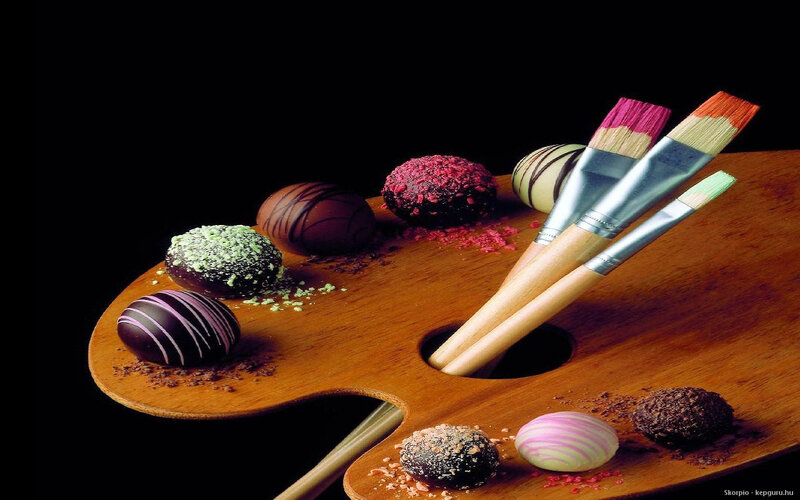 Chocolate Truffles on Palette